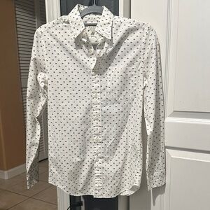 J. Crew Ivory and Black Patterned Casual Shirt